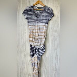 Young Fabulous & Broke Tie-Dye Ruched Twist Maxi Dress Size L